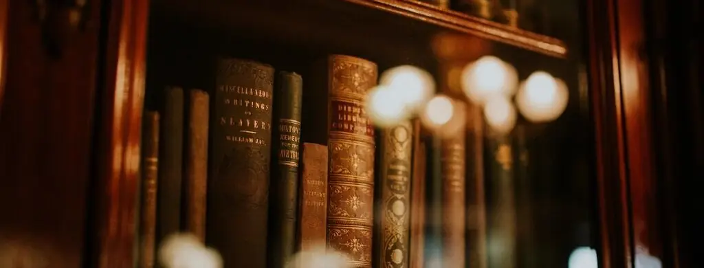 Scaffali di una biblioteca con volumi antichi